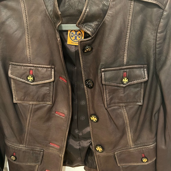 Tory Burch Jackets & Blazers - Vintage Tory Burch Sgt Pepper Brown Leather Jacket